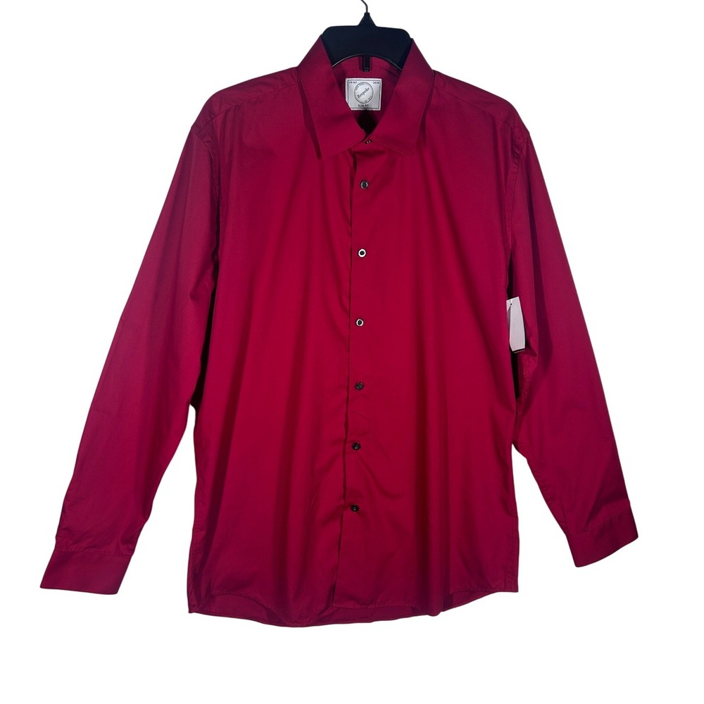 Bespoke New York Slim Fit LS Button Down Dress Shirt Red Men's Large (16-16.5)